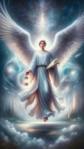  Archangel Jeremiel, embodying his role as a guide for prophetic visions and dream interpretation