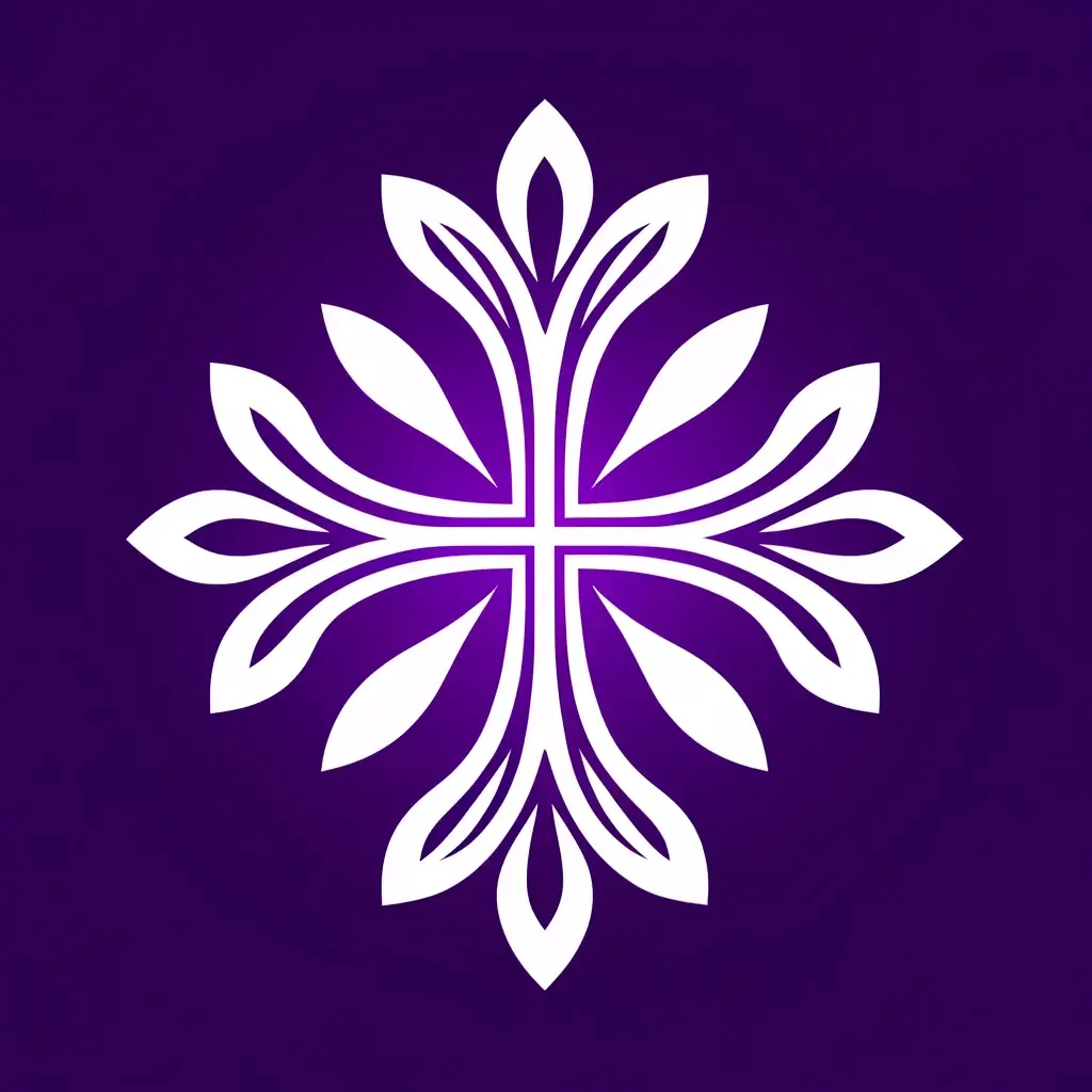 violet Maltese Cross, designed to reflect perfect balance and spiritual energy.